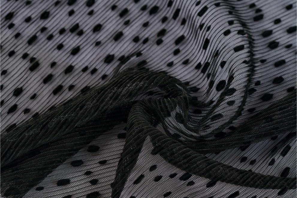 Polka Dot Foil Print Pleated Tulle